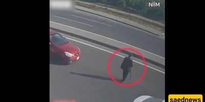 Strange incident today / The moment an old man crossed the street which caused a terrible car rollover.