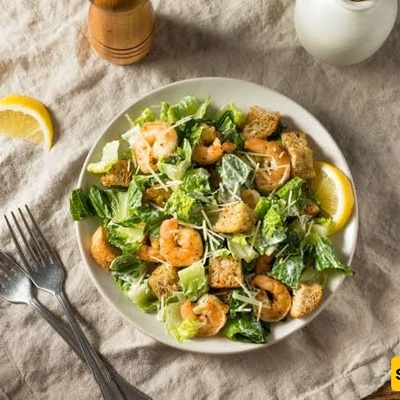 Homemade Shrimp Caesar Salad with Creamy Dressing