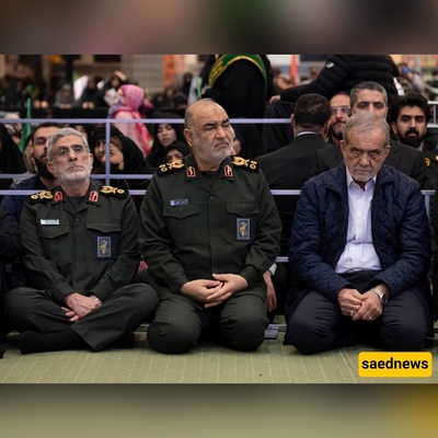 The firm support of the Islamic Revolutionary Guard Corps (IRGC) for the government / The men in green lined up behind Pezeshkian and his administration