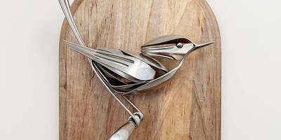 Art Takes Flight: Matt Wilson Transforms Repurposed Utensils into Stunning Metal Bird Sculptures