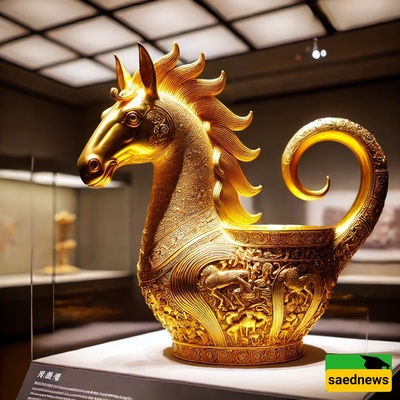 Golden Horse Statuette: A 1,300-Year-Old Masterpiece of Pure Gold Showcasing the Splendor of the Sassanian Empire at the Reza Abbasi Museum