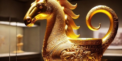 Golden Horse Statuette: A 1,300-Year-Old Masterpiece of Pure Gold Showcasing the Splendor of the Sassanian Empire at the Reza Abbasi Museum