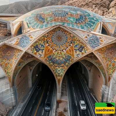 AI Blends Traditional Iranian Architecture with Modern Design Amid Rock Formations; Persian Tilework and Authentic Colors Reimagined Across Highways and Roads