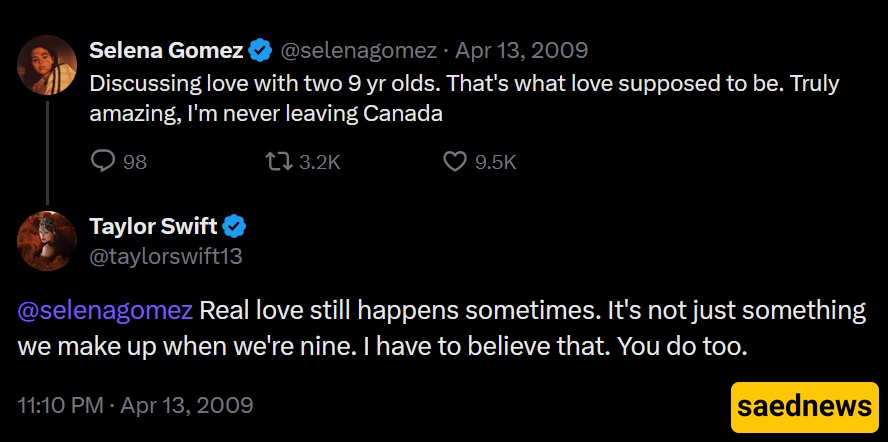 taylor swift and selena gomez tweet