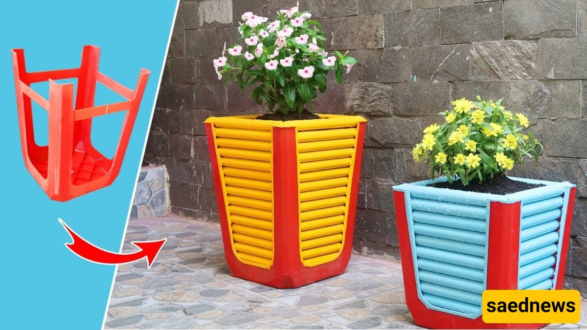 Creativity Time: How to Make a Flower Pot from a Plastic Chair and Cement – No Need to Buy One! Let’s Make It Together in No Time + Video