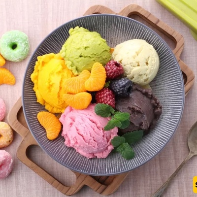 Vegan Banana Nice Cream with Frozen Fruit and Plant-Based Milk