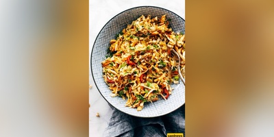 You WILL be Amused by the Explosion of Flavors in Chopped Thai-Inspired Chicken Salad — A Peanut-Lime, Chili-Cilantro Crunch Bowl Perfect for Summer!
