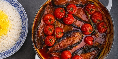 Restaurant-Style Eggplant Stew (Khoresh Bademjan) with Meat and Chicken + Secret to Its Delicious Flavor
