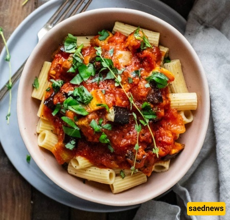 eggplant and tomato pasta