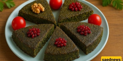 Herb Frittata (Kookoo Sabzi) with Barberries and Walnuts