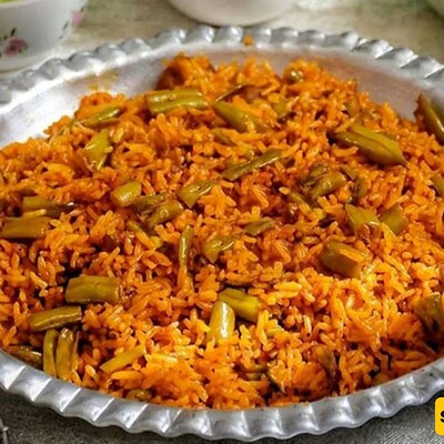 Mixed Rice Dishes / How to Make Festive Green Bean Rice (Loobia Polo) with Meat and Delicious Crispy Potato Tahdig + Video