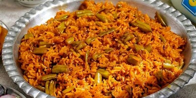Mixed Rice Dishes / How to Make Festive Green Bean Rice (Loobia Polo) with Meat and Delicious Crispy Potato Tahdig + Video