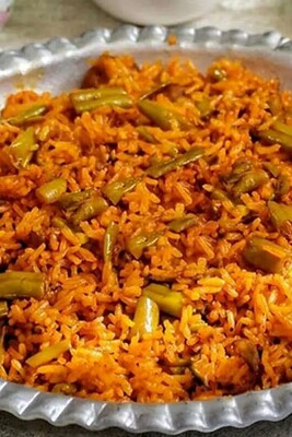 Mixed Rice Dishes / How to Make Festive Green Bean Rice (Loobia Polo) with Meat and Delicious Crispy Potato Tahdig + Video