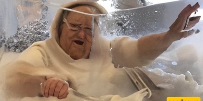 Grandmother’s Body Transformed into a Coffee Table [Photo]