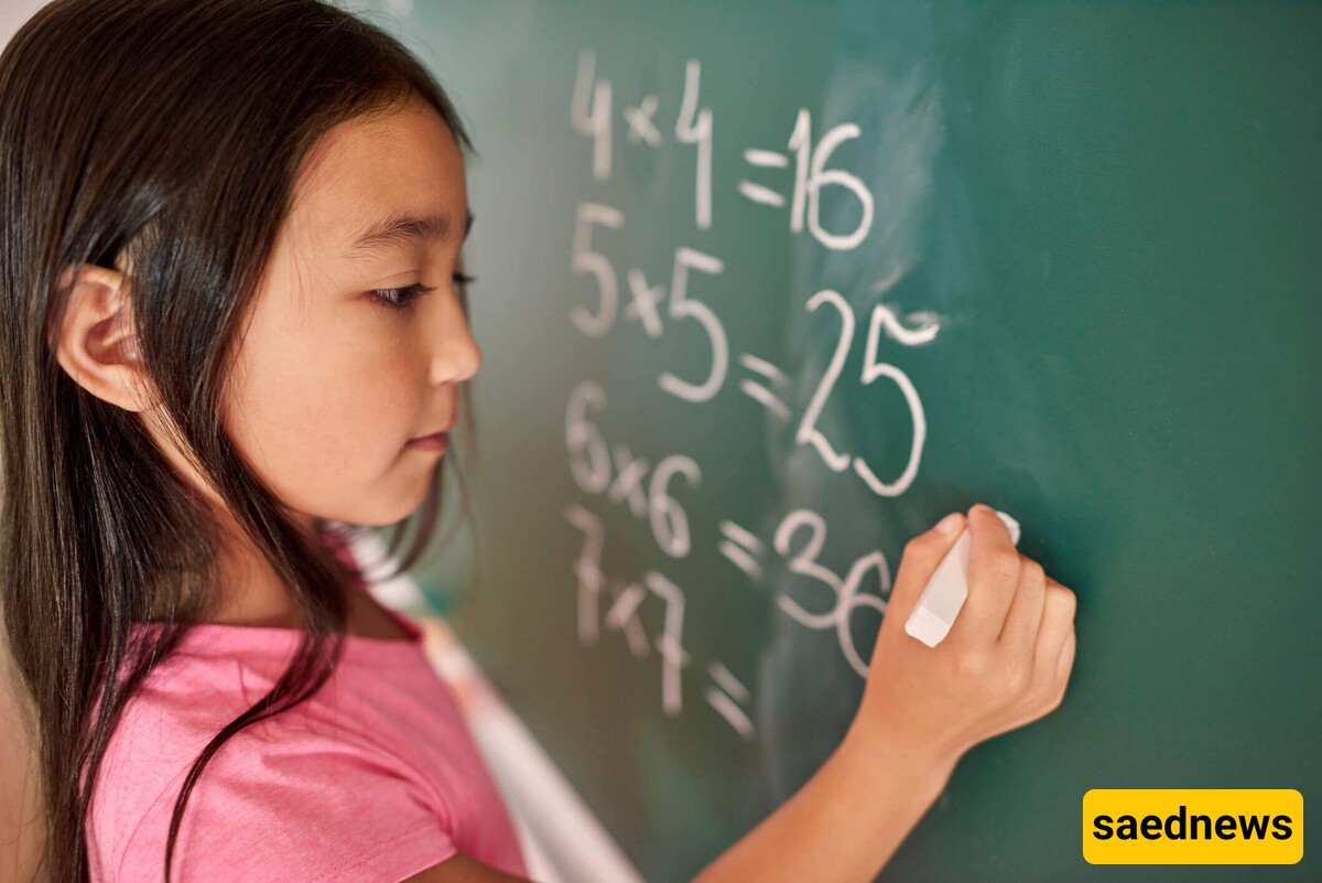 a girl doing math on the board