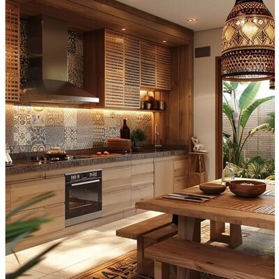 Latest Trends in Elegant and Simple Kitchen Layouts with Wood Pattern Cabinets