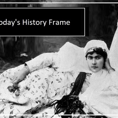 Today in History Frame / The Tall and Beautiful Granddaughter of Fath-Ali Shah Qajar in Paris / Why Is She Posing Like a Roman Aristocrat – Has She Forgotten She’s a Qajar?