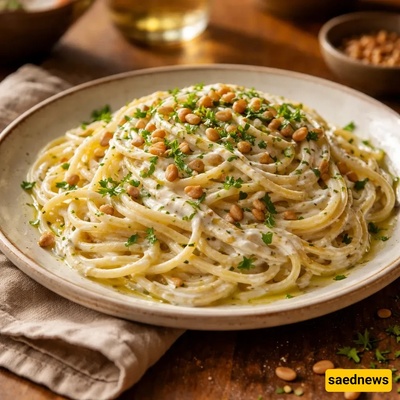 How to Make Delicious and Nutritious Spaghetti with Yogurt Sauce and Pine Nuts