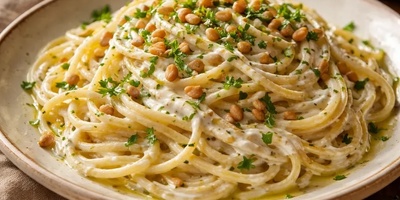 How to Make Delicious and Nutritious Spaghetti with Yogurt Sauce and Pine Nuts