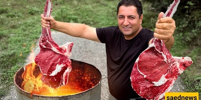 Video / How to Make a Juicy, Delicious Steak in the Forest by a Waterfall / Cooked Perfectly Using Just Two Pans!