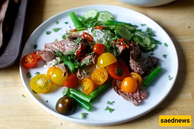 garlic lime steak and noodle salad