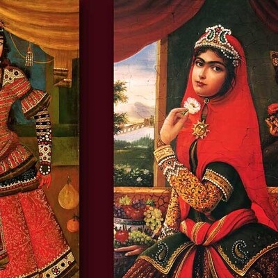 A Look at the Unique Clothing of Qajar Aristocratic Girls / From Kurds to Lurs / From Embellished Mirror Hats and Jewelry to Cuffs and Skirts that Showcase Authentic Iranian Art