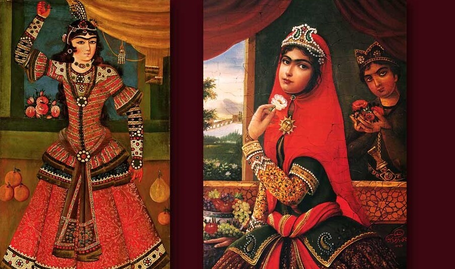 A Look at the Unique Clothing of Qajar Aristocratic Girls / From Kurds to Lurs / From Embellished Mirror Hats and Jewelry to Cuffs and Skirts that Showcase Authentic Iranian Art