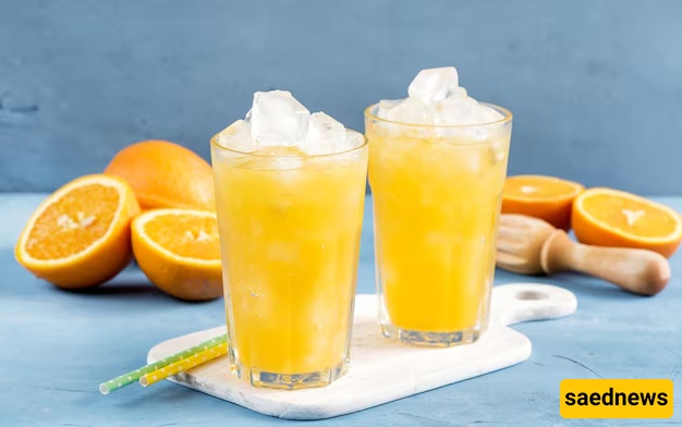 fruit juice with ice cubes