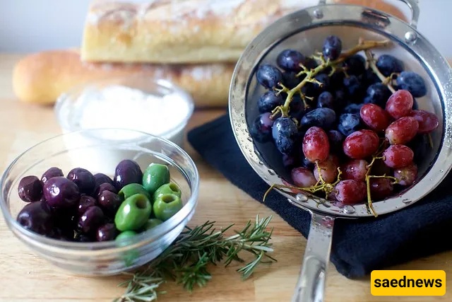 roasted grape and olive crostini