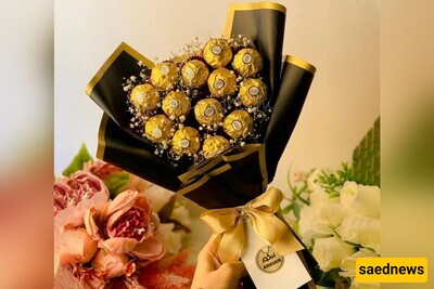 The Most Attractive Valentine's Day Chocolate Bouquet For Lovers, Combining Gold And Mocha Colors.