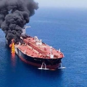 Massive Oil Tanker Strikes Mine and Catches Fire in the Strait of Hormuz, IRGC Says