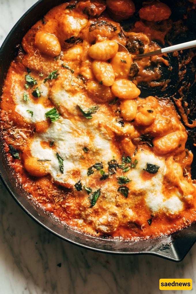 Three Cheese Baked Gnocchi with Spinach: Passata, Mascarpone, Mozzarella & Parmesan Baked to Gooey Perfection(video)