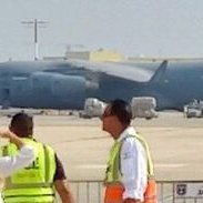 Landing of a U.S. Military Cargo Plane at a Base in the Suburbs of Hasakah