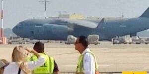 Landing of a U.S. Military Cargo Plane at a Base in the Suburbs of Hasakah