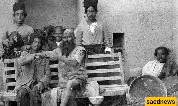 A Historic and Rare Photo of a Thief Being Flogged in Public During the Qajar Era by a Policeman / When Sentences Were Carried Out in the Town Square