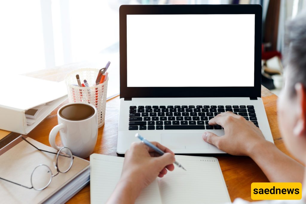 working with computer