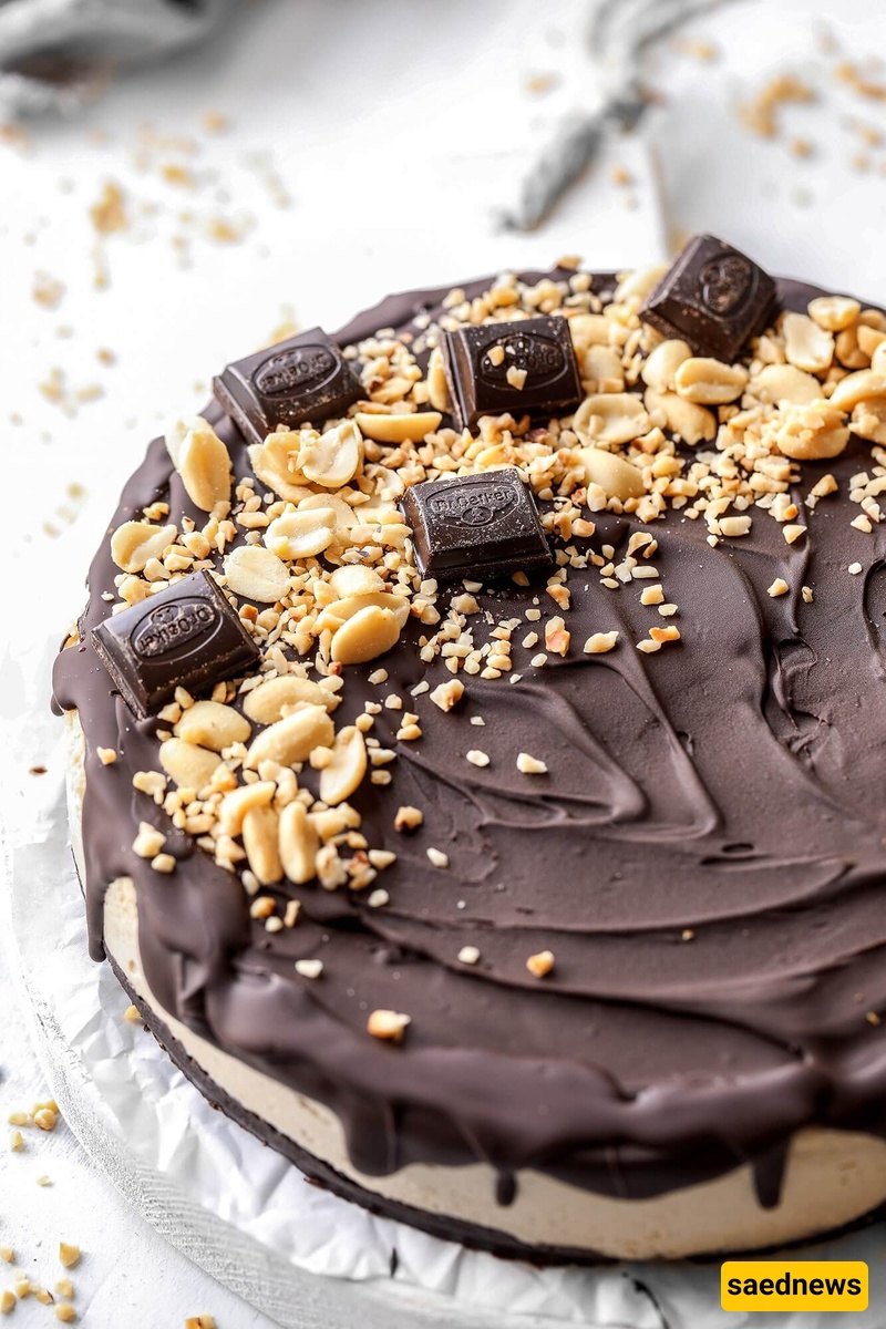 Snickers cheesecake with chocolate coating