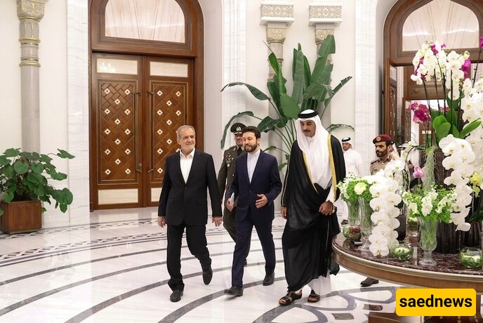 Reception of Masoud Pezeshkian by the Emir of Qatar at His Luxurious Residence with Traditional Arabic Coffee +Photo
