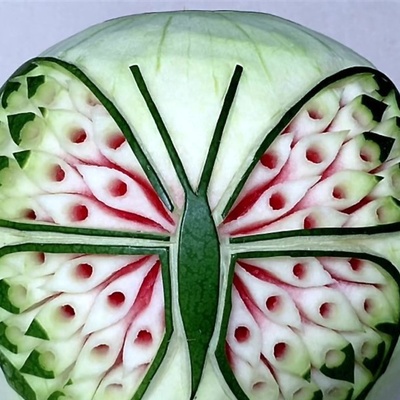 Watermelon Carving for Yalda Night: Butterfly Design