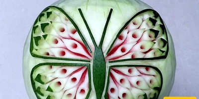 Watermelon Carving for Yalda Night: Butterfly Design