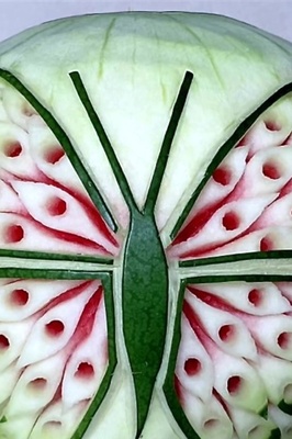 Watermelon Carving for Yalda Night: Butterfly Design