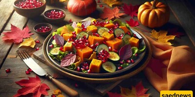 How to Make a Stylish and Delicious Restaurant-Style Salad with Pumpkin and Pomegranate