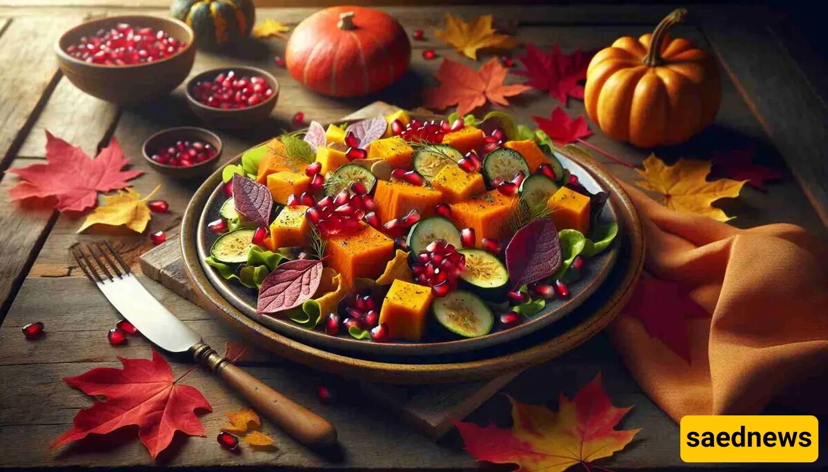 How to Make a Stylish and Delicious Restaurant-Style Salad with Pumpkin and Pomegranate