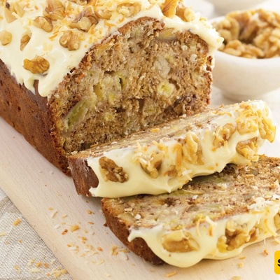 How to Make Banana Cake with Sweet Walnut Coconut Cream Topping