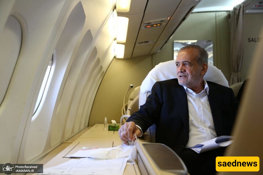 Masoud Pezeshkian’s Energetic Look on Flight to the US: Smiles, Chats, and Memorable Photos