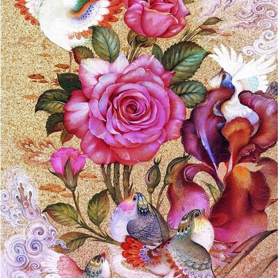 Miniature Painting of Flowers and Birds!
