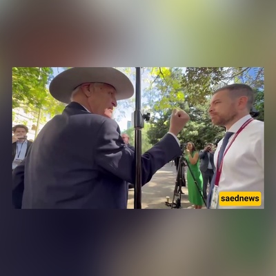 Watch: Moment Australian politician, Bob Katter, raises fist at journalist!(VIDEO)
