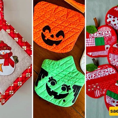 sewing a fancy kitchen potholder+ video.