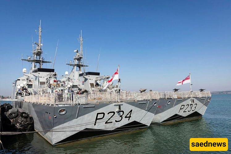 HMS Tamar and HMS Spey.
