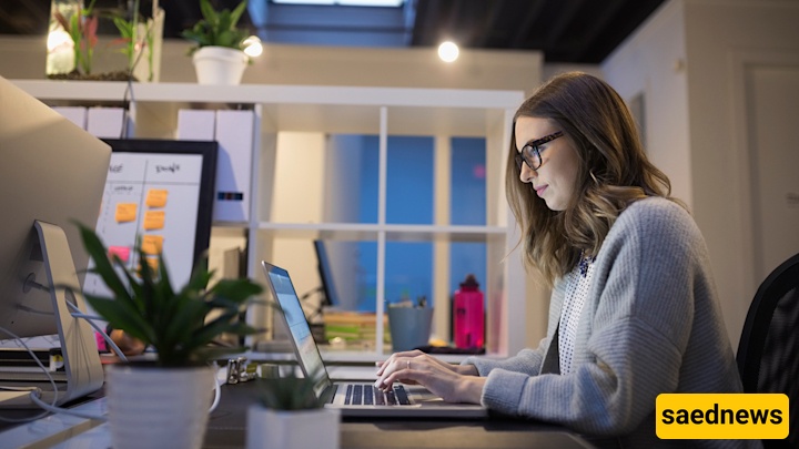 working with computer